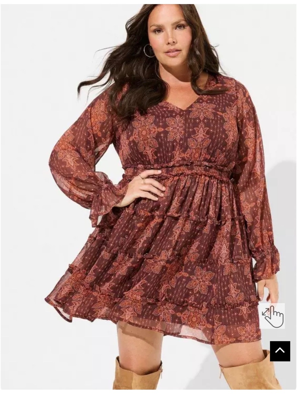 NWT Women’s Torrid Lurex Tiered Dress Fall Red Orange Sz 1 Chiffon